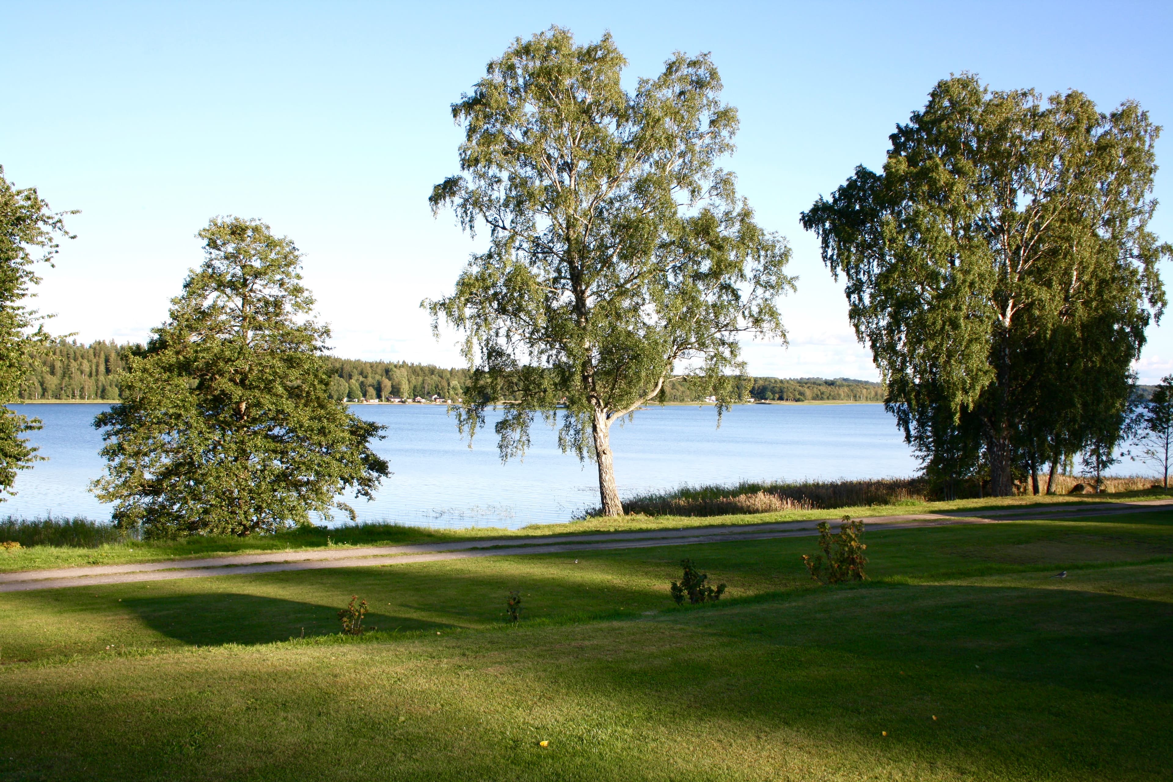 Utsikt över sjön vid Vegby Camping